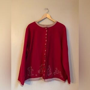 CHRISTOPHER & BANKS Cardigan for Puppy Lovers dog sweater 1x